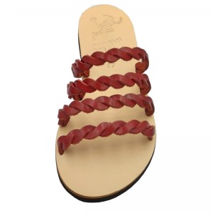 ΓΥΝΑΙΚΕΙΟ ΔΕΡΜΑΤΙΝΟ FLAT ΣΑΝΔΑΛΙ ΒΑΘΥ ΚΟΚΚΙΝΟ ΙΦΙΓΕΝΕΙΑ