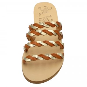 ΓΥΝΑΙΚΕΙΟ ΔΕΡΜΑΤΙΝΟ FLAT ΣΑΝΔΑΛΙ ΧΡΥΣΟ ΤΑΜΠΑ ΙΦΙΓΕΝΕΙΑ