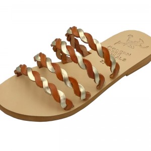 ΓΥΝΑΙΚΕΙΟ ΔΕΡΜΑΤΙΝΟ FLAT ΣΑΝΔΑΛΙ ΧΡΥΣΟ ΤΑΜΠΑ ΙΦΙΓΕΝΕΙΑ