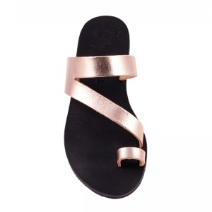 ΓΥΝΑΙΚΕΙΟ ΔΕΡΜΑΤΙΝΟ FLAT ΣΑΝΔΑΛΙ ΜΠΡΟΝΖΕ ΚΑΛΥΨΩ