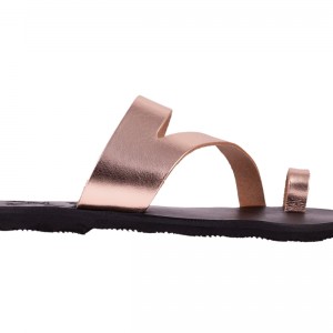 ΓΥΝΑΙΚΕΙΟ ΔΕΡΜΑΤΙΝΟ FLAT ΣΑΝΔΑΛΙ ΜΠΡΟΝΖΕ ΚΑΛΥΨΩ