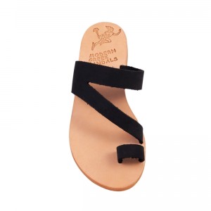 ΓΥΝΑΙΚΕΙΟ ΔΕΡΜΑΤΙΝΟ FLAT ΣΑΝΔΑΛΙ ΝΟΜΠΟΥΚ ΜΑΥΡΟ ΚΑΛΥΨΩ