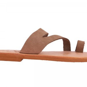 ΓΥΝΑΙΚΕΙΟ ΔΕΡΜΑΤΙΝΟ FLAT ΣΑΝΔΑΛΙ ΝΟΜΠΟΥΚ ΜΠΕΖ ΚΑΛΥΨΩ