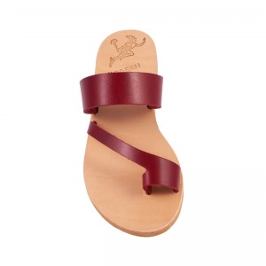 ΓΥΝΑΙΚΕΙΟ ΔΕΡΜΑΤΙΝΟ FLAT ΣΑΝΔΑΛΙ ΒΑΘΥ ΚΟΚΚΙΝΟ ΚΑΣΣΑΝΔΡΑ