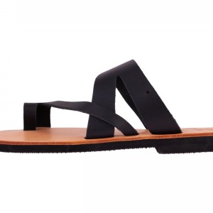 ΓΥΝΑΙΚΕΙΟ ΔΕΡΜΑΤΙΝΟ FLAT ΣΑΝΔΑΛΙ ΜΑΥΡΟ ΚΙΡΚΗ