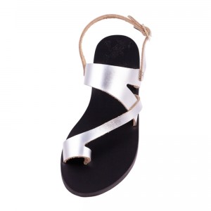 ΓΥΝΑΙΚΕΙΟ ΔΕΡΜΑΤΙΝΟ FLAT ΣΑΝΔΑΛΙ ΑΣΗΜΙ ΚΙΡΚΗ LUXURY