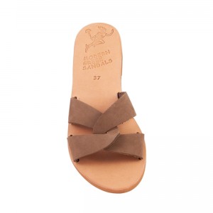 ΓΥΝΑΙΚΕΙΟ ΔΕΡΜΑΤΙΝΟ FLAT ΣΑΝΔΑΛΙ ΝΟΜΠΟΥΚ ΜΠΕΖ ΔΕΣΜΟΣ