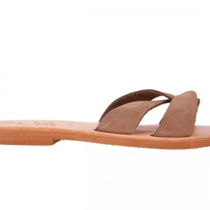 ΓΥΝΑΙΚΕΙΟ ΔΕΡΜΑΤΙΝΟ FLAT ΣΑΝΔΑΛΙ ΝΟΜΠΟΥΚ ΜΠΕΖ ΔΕΣΜΟΣ