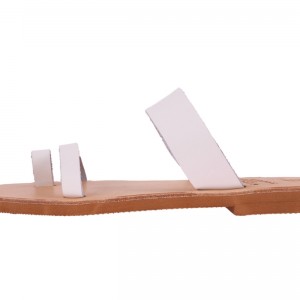 ΓΥΝΑΙΚΕΙΟ ΔΕΡΜΑΤΙΝΟ FLAT ΣΑΝΔΑΛΙ ΛΕΥΚΟ ΕΜΠΝΕΥΣΗΣ