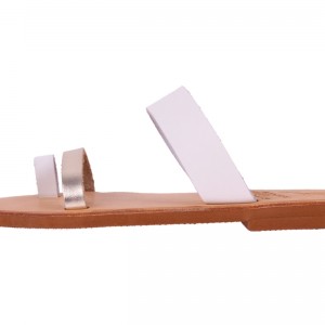 ΓΥΝΑΙΚΕΙΟ ΔΕΡΜΑΤΙΝΟ FLAT ΣΑΝΔΑΛΙ ΛΕΥΚΟ ΧΡΥΣΟ ΕΜΠΝΕΥΣΗΣ