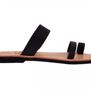 ΓΥΝΑΙΚΕΙΟ ΔΕΡΜΑΤΙΝΟ FLAT ΣΑΝΔΑΛΙ ΜΑΥΡΟ ΕΜΠΝΕΥΣΗΣ