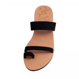 ΓΥΝΑΙΚΕΙΟ ΔΕΡΜΑΤΙΝΟ FLAT ΣΑΝΔΑΛΙ ΝΟΜΠΟΥΚ ΜΑΥΡΟ ΕΜΠΝΕΥΣΗΣ