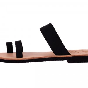 ΓΥΝΑΙΚΕΙΟ ΔΕΡΜΑΤΙΝΟ FLAT ΣΑΝΔΑΛΙ ΝΟΜΠΟΥΚ ΜΑΥΡΟ ΕΜΠΝΕΥΣΗΣ