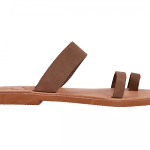 ΓΥΝΑΙΚΕΙΟ ΔΕΡΜΑΤΙΝΟ FLAT ΣΑΝΔΑΛΙ ΝΟΜΠΟΥΚ ΜΠΕΖ ΕΜΠΝΕΥΣΗΣ