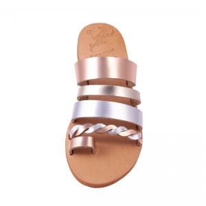 ΓΥΝΑΙΚΕΙΟ ΔΕΡΜΑΤΙΝΟ FLAT ΣΑΝΔΑΛΙ ΜΠΡΟΝΖΕ ΓΑΛΗΝΗ