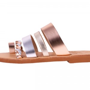 ΓΥΝΑΙΚΕΙΟ ΔΕΡΜΑΤΙΝΟ FLAT ΣΑΝΔΑΛΙ ΜΠΡΟΝΖΕ ΓΑΛΗΝΗ