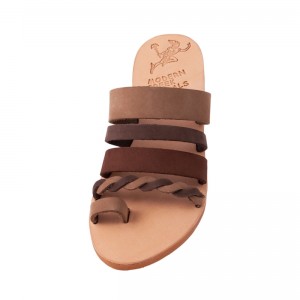 ΓΥΝΑΙΚΕΙΟ ΔΕΡΜΑΤΙΝΟ FLAT ΣΑΝΔΑΛΙ ΝΟΜΠΟΥΚ ΜΠΕΖ ΓΑΛΗΝΗ