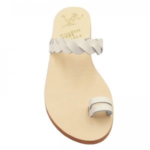 ΓΥΝΑΙΚΕΙΟ ΔΕΡΜΑΤΙΝΟ FLAT ΣΑΝΔΑΛΙ ΛΕΥΚΟ ΑΦΡΟΔΙΤΗ