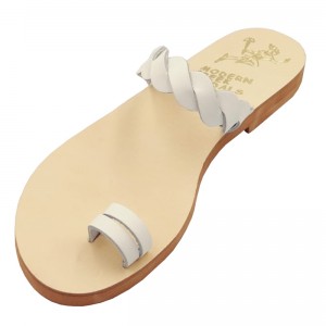 ΓΥΝΑΙΚΕΙΟ ΔΕΡΜΑΤΙΝΟ FLAT ΣΑΝΔΑΛΙ ΛΕΥΚΟ ΑΦΡΟΔΙΤΗ