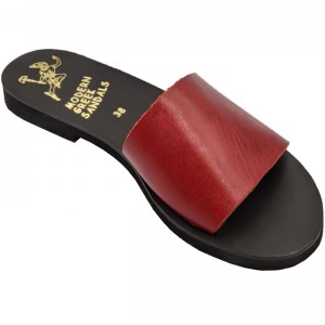 ΓΥΝΑΙΚΕΙΟ ΔΕΡΜΑΤΙΝΟ FLAT ΣΑΝΔΑΛΙ ΒΑΘΥ ΚΟΚΚΙΝΟ ΑΠΛΟΤΗΤΑ