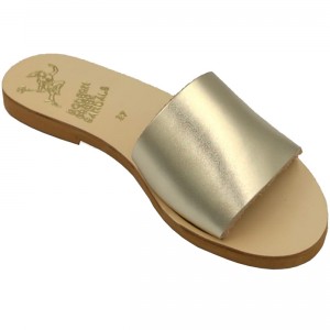 ΓΥΝΑΙΚΕΙΟ ΔΕΡΜΑΤΙΝΟ FLAT ΣΑΝΔΑΛΙ ΧΡΥΣΟ ΑΠΛΟΤΗΤΑ