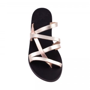 ΓΥΝΑΙΚΕΙΟ ΔΕΡΜΑΤΙΝΟ FLAT ΣΑΝΔΑΛΙ ΧΡΥΣΟ ΑΣΤΕΡΟΠΗ