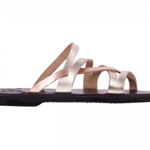 ΓΥΝΑΙΚΕΙΟ ΔΕΡΜΑΤΙΝΟ FLAT ΣΑΝΔΑΛΙ ΧΡΥΣΟ ΑΣΤΕΡΟΠΗ