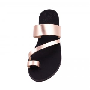 ΓΥΝΑΙΚΕΙΟ ΔΕΡΜΑΤΙΝΟ FLAT ΣΑΝΔΑΛΙ ΜΠΡΟΝΖΕ ΔΑΚΡΥΑ