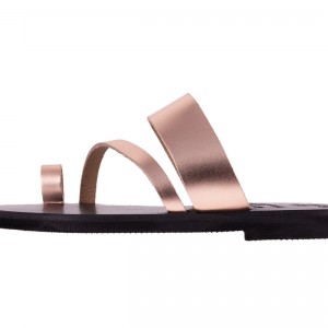 ΓΥΝΑΙΚΕΙΟ ΔΕΡΜΑΤΙΝΟ FLAT ΣΑΝΔΑΛΙ ΜΠΡΟΝΖΕ ΔΑΚΡΥΑ