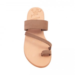 ΓΥΝΑΙΚΕΙΟ ΔΕΡΜΑΤΙΝΟ FLAT ΣΑΝΔΑΛΙ ΝΟΜΠΟΥΚ ΜΠΕΖ ΔΑΚΡΥΑ