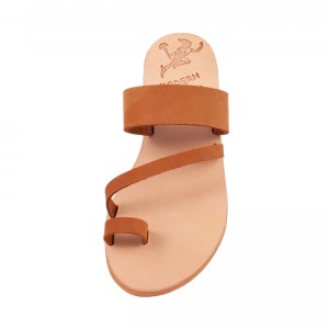 ΓΥΝΑΙΚΕΙΟ ΔΕΡΜΑΤΙΝΟ FLAT ΣΑΝΔΑΛΙ ΝΟΜΠΟΥΚ ΤΑΜΠΑ ΔΑΚΡΥΑ