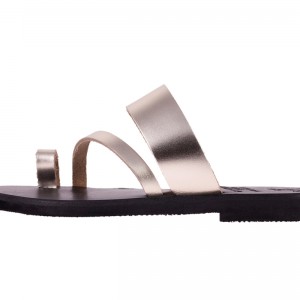 ΓΥΝΑΙΚΕΙΟ ΔΕΡΜΑΤΙΝΟ FLAT ΣΑΝΔΑΛΙ ΧΡΥΣΟ ΔΑΚΡΥΑ