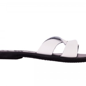 ΓΥΝΑΙΚΕΙΟ ΔΕΡΜΑΤΙΝΟ FLAT ΣΑΝΔΑΛΙ ΛΕΥΚΟ ΔΕΣΜΟΣ