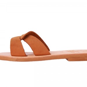 ΓΥΝΑΙΚΕΙΟ ΔΕΡΜΑΤΙΝΟ FLAT ΣΑΝΔΑΛΙ ΝΟΜΠΟΥΚ ΤΑΜΠΑ ΔΕΣΜΟΣ