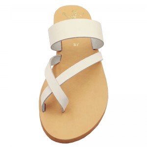 ΓΥΝΑΙΚΕΙΟ ΔΕΡΜΑΤΙΝΟ FLAT ΣΑΝΔΑΛΙ ΛΕΥΚΟ ΗΛΕΚΤΡΑ