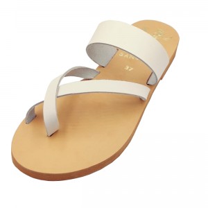 ΓΥΝΑΙΚΕΙΟ ΔΕΡΜΑΤΙΝΟ FLAT ΣΑΝΔΑΛΙ ΛΕΥΚΟ ΗΛΕΚΤΡΑ