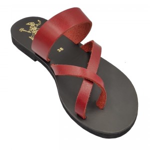 ΓΥΝΑΙΚΕΙΟ ΔΕΡΜΑΤΙΝΟ FLAT ΣΑΝΔΑΛΙ ΒΑΘΥ ΚΟΚΚΙΝΟ ΗΛΕΚΤΡΑ