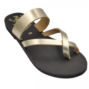 ΓΥΝΑΙΚΕΙΟ ΔΕΡΜΑΤΙΝΟ FLAT ΣΑΝΔΑΛΙ ΧΡΥΣΟ ΗΛΕΚΤΡΑ