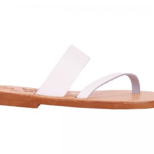 ΓΥΝΑΙΚΕΙΟ ΔΕΡΜΑΤΙΝΟ FLAT ΣΑΝΔΑΛΙ ΛΕΥΚΟ AMAZON