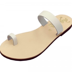 ΓΥΝΑΙΚΕΙΟ ΔΕΡΜΑΤΙΝΟ FLAT ΣΑΝΔΑΛΙ ΛΕΥΚΟ ΑΠΛΗ ΜΟΡΦΗ