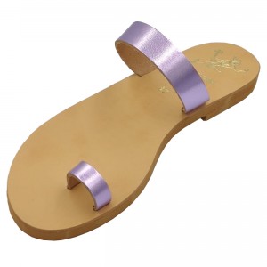 ΓΥΝΑΙΚΕΙΟ ΔΕΡΜΑΤΙΝΟ FLAT ΣΑΝΔΑΛΙ ΛΙΛΑ ΑΠΛΗ ΜΟΡΦΗ