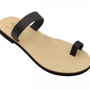 ΓΥΝΑΙΚΕΙΟ ΔΕΡΜΑΤΙΝΟ FLAT ΣΑΝΔΑΛΙ ΜΑΥΡΟ ΑΠΛΗ ΜΟΡΦΗ