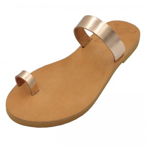 ΓΥΝΑΙΚΕΙΟ ΔΕΡΜΑΤΙΝΟ FLAT ΣΑΝΔΑΛΙ ΜΠΡΟΝΖΕ ΑΠΛΗ ΜΟΡΦΗ