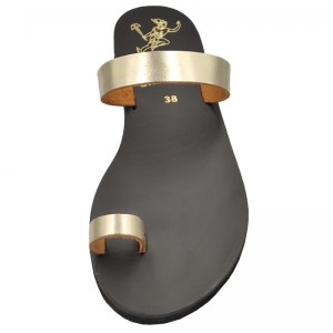 ΓΥΝΑΙΚΕΙΟ ΔΕΡΜΑΤΙΝΟ FLAT ΣΑΝΔΑΛΙ ΧΡΥΣΟ ΑΠΛΗ ΜΟΡΦΗ