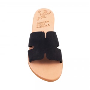 ΓΥΝΑΙΚΕΙΟ ΔΕΡΜΑΤΙΝΟ FLAT ΣΑΝΔΑΛΙ ΝΟΜΠΟΥΚ ΜΑΥΡΟ ΑΓΑΠΗ