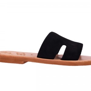 ΓΥΝΑΙΚΕΙΟ ΔΕΡΜΑΤΙΝΟ FLAT ΣΑΝΔΑΛΙ ΝΟΜΠΟΥΚ ΜΑΥΡΟ ΑΓΑΠΗ