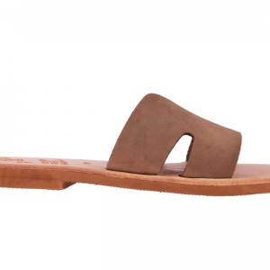 ΓΥΝΑΙΚΕΙΟ ΔΕΡΜΑΤΙΝΟ FLAT ΣΑΝΔΑΛΙ ΝΟΜΠΟΥΚ ΠΟΥΡΟ ΑΓΑΠΗ