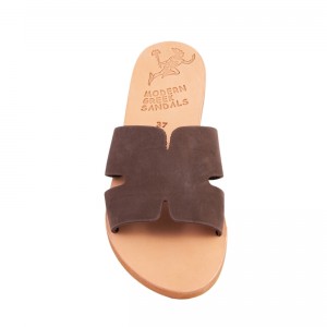 ΓΥΝΑΙΚΕΙΟ ΔΕΡΜΑΤΙΝΟ FLAT ΣΑΝΔΑΛΙ ΝΟΜΠΟΥΚ ΤΑΜΠΑ ΑΓΑΠΗ