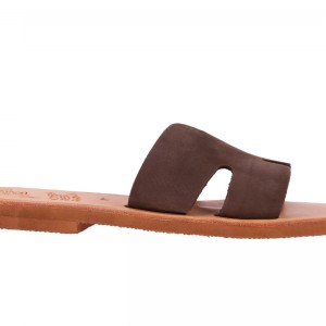 ΓΥΝΑΙΚΕΙΟ ΔΕΡΜΑΤΙΝΟ FLAT ΣΑΝΔΑΛΙ ΝΟΜΠΟΥΚ ΤΑΜΠΑ ΑΓΑΠΗ