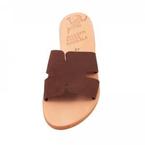 ΓΥΝΑΙΚΕΙΟ ΔΕΡΜΑΤΙΝΟ FLAT ΣΑΝΔΑΛΙ ΝΟΜΠΟΥΚ ΚΑΦΕ ΑΓΑΠΗ